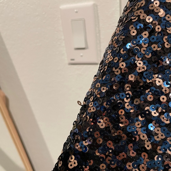 Eliza J navy and gold/bronze sequin dress - Picture 4 of 5